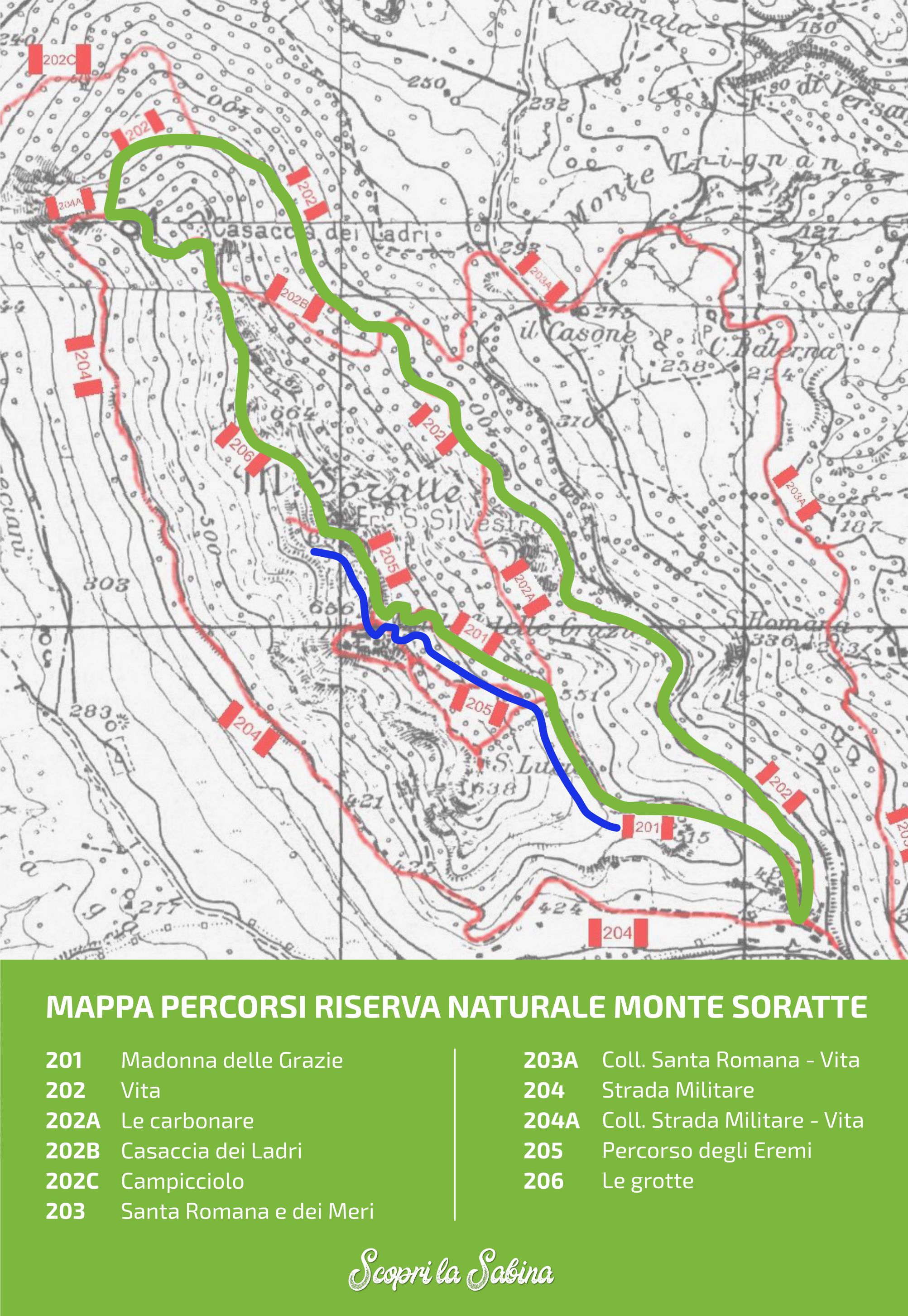 mappa sentieri eremo san silvestro riserva naturale soratte